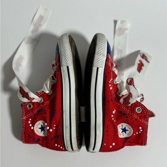 Girls Converse High Top Cleveland Indians Guardians Kids Size 8 Bling - Picture 6 of 9